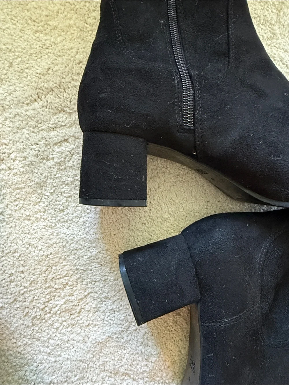 Zara Black Over the Knee Suede Block Heel Boots